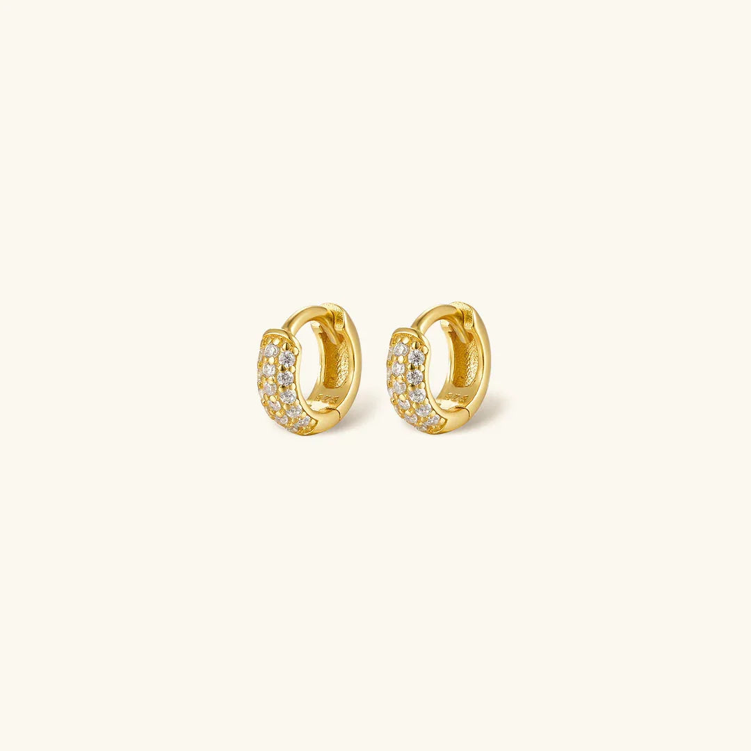 Gold Chunky Pavé Huggie Hoop Earrings in Gold Tone - Huggie earrings - Photo 7