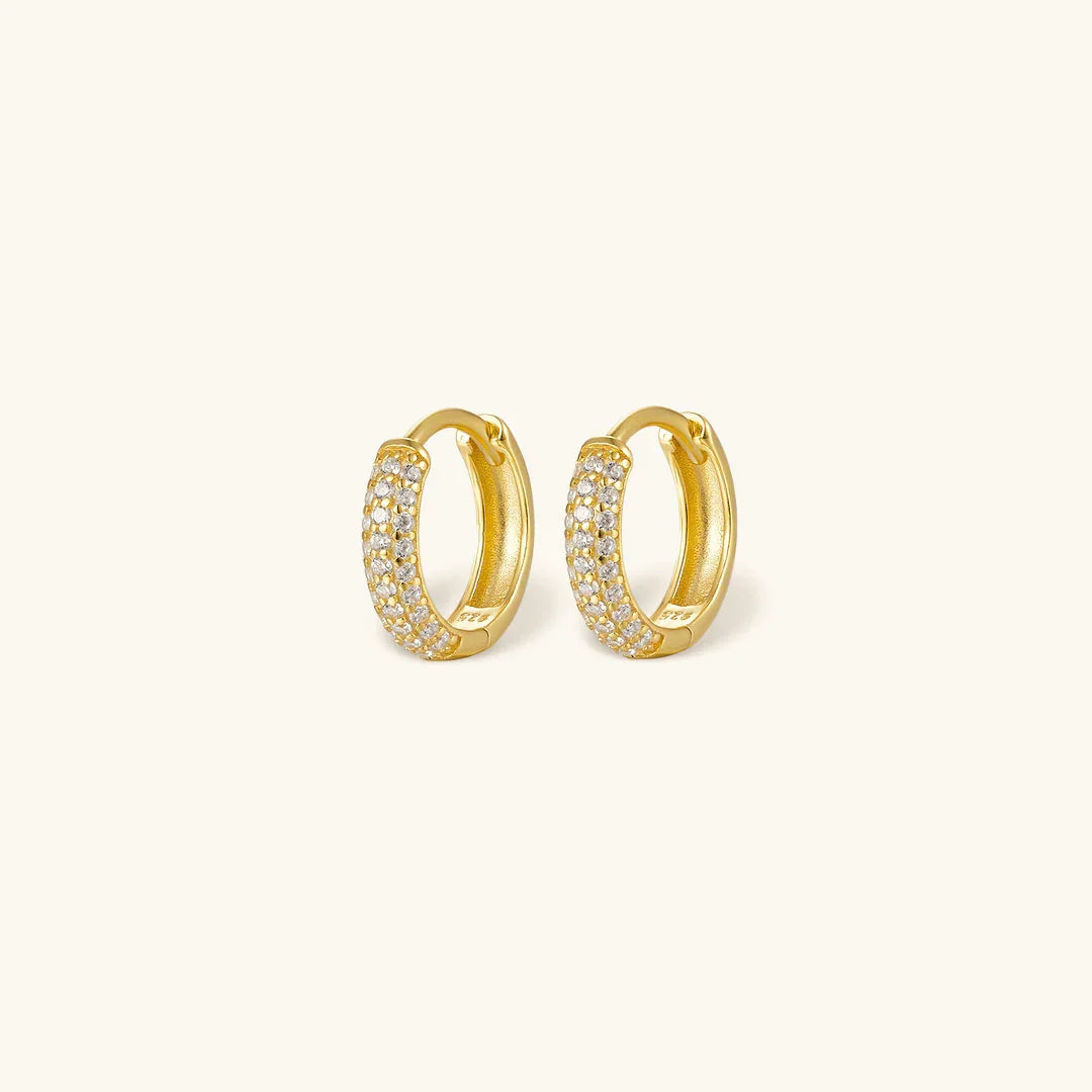 Gold Chunky Pavé Huggie Hoop Earrings in Gold Tone - Huggie earrings - Photo 9
