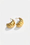 Gold Chunky Twisted Croissant Gold Huggie Earrings - Photo 1
