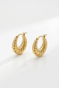 Gold Chunky Twisted Gold-tone Medium Hoop Earrings - Photo 1