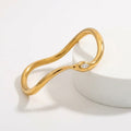 Gold Curved Gold Snake Bangle with Diamond Accent - Bracelets - Photo 1