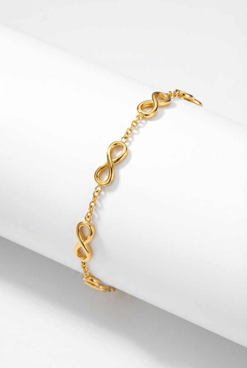 Gold Delicate Gold Infinity Chain Bracelet with Adjustable Clasp - Photo 1
