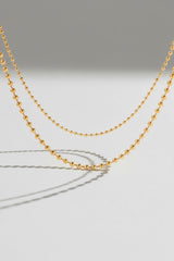 Gold Double Layer Ball Chain Gold-tone Necklace - Layered necklaces - Photo 7