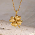 Gold Four-leaf Clover Gold-tone Pendant Necklace with Twisted Chain - Pendant necklaces - Photo 3
