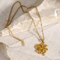 Gold Four-leaf Clover Gold-tone Pendant Necklace with Twisted Chain - Pendant necklaces - Photo 4
