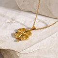 Gold Four-leaf Clover Gold-tone Pendant Necklace with Twisted Chain - Pendant necklaces - Photo 6