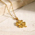 Gold Four-leaf Clover Gold-tone Pendant Necklace with Twisted Chain - Pendant necklaces - Photo 8