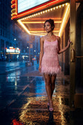 Pink Fringe Feather-trim Mini Cocktail Dress - Mini dress - Photo 10