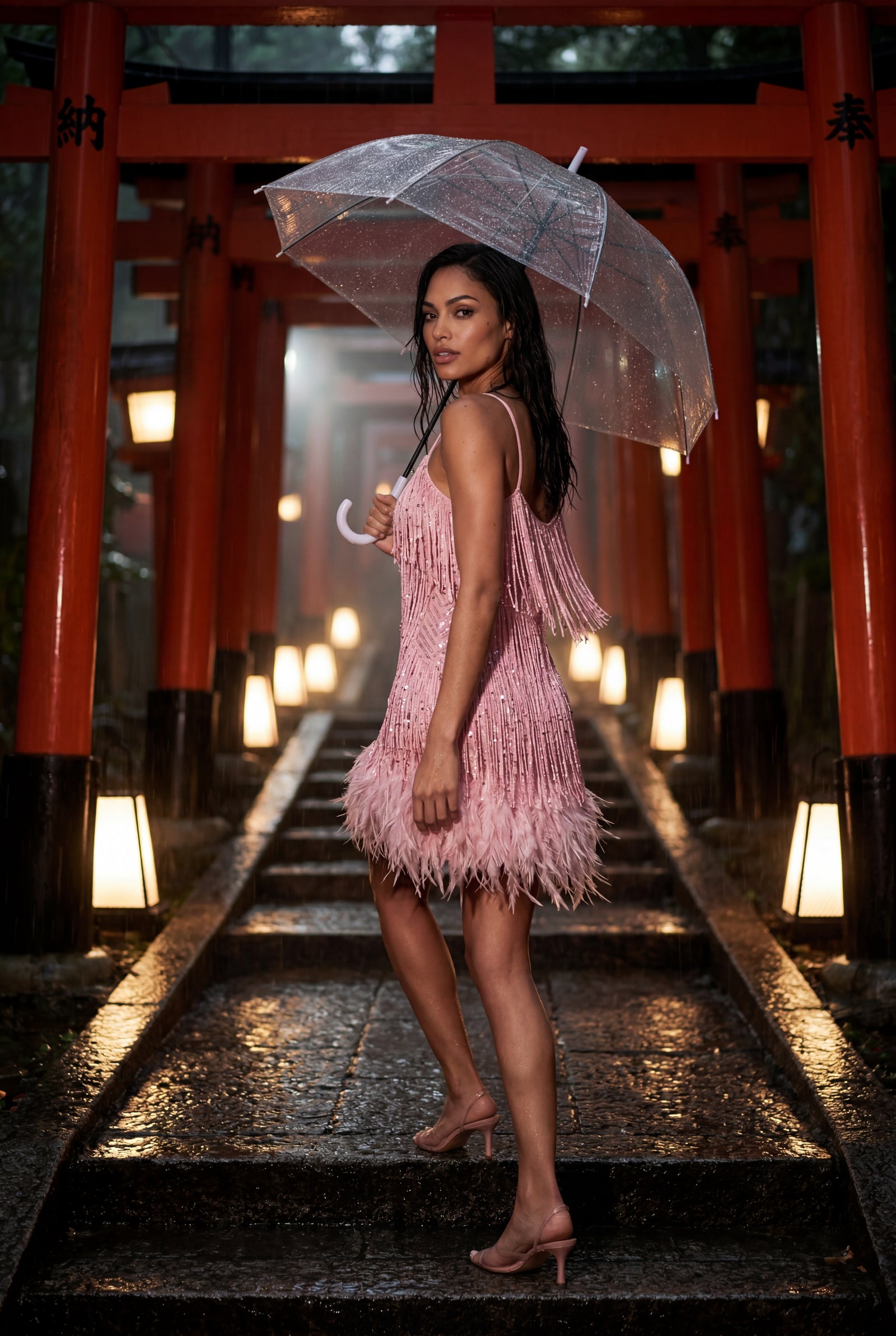 Pink Fringe Feather-trim Mini Cocktail Dress - Mini dress - Photo 14