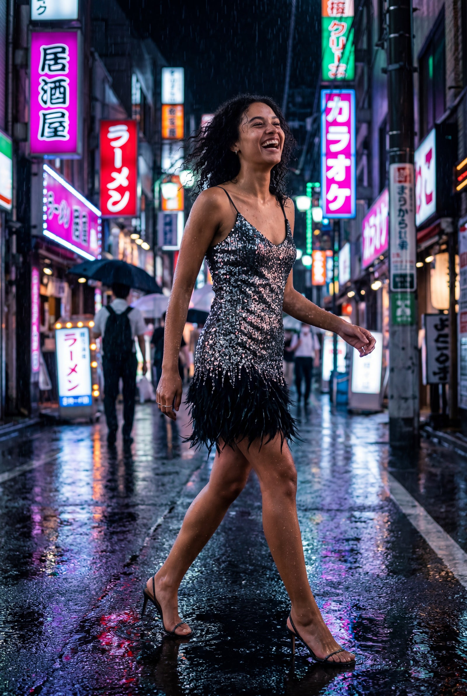 Black Fringe Feather-trim Mini Cocktail Dress - Mini dress - Photo 17