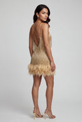 Gold Fringe Feather-trim Mini Cocktail Dress - Mini dress - Photo 2