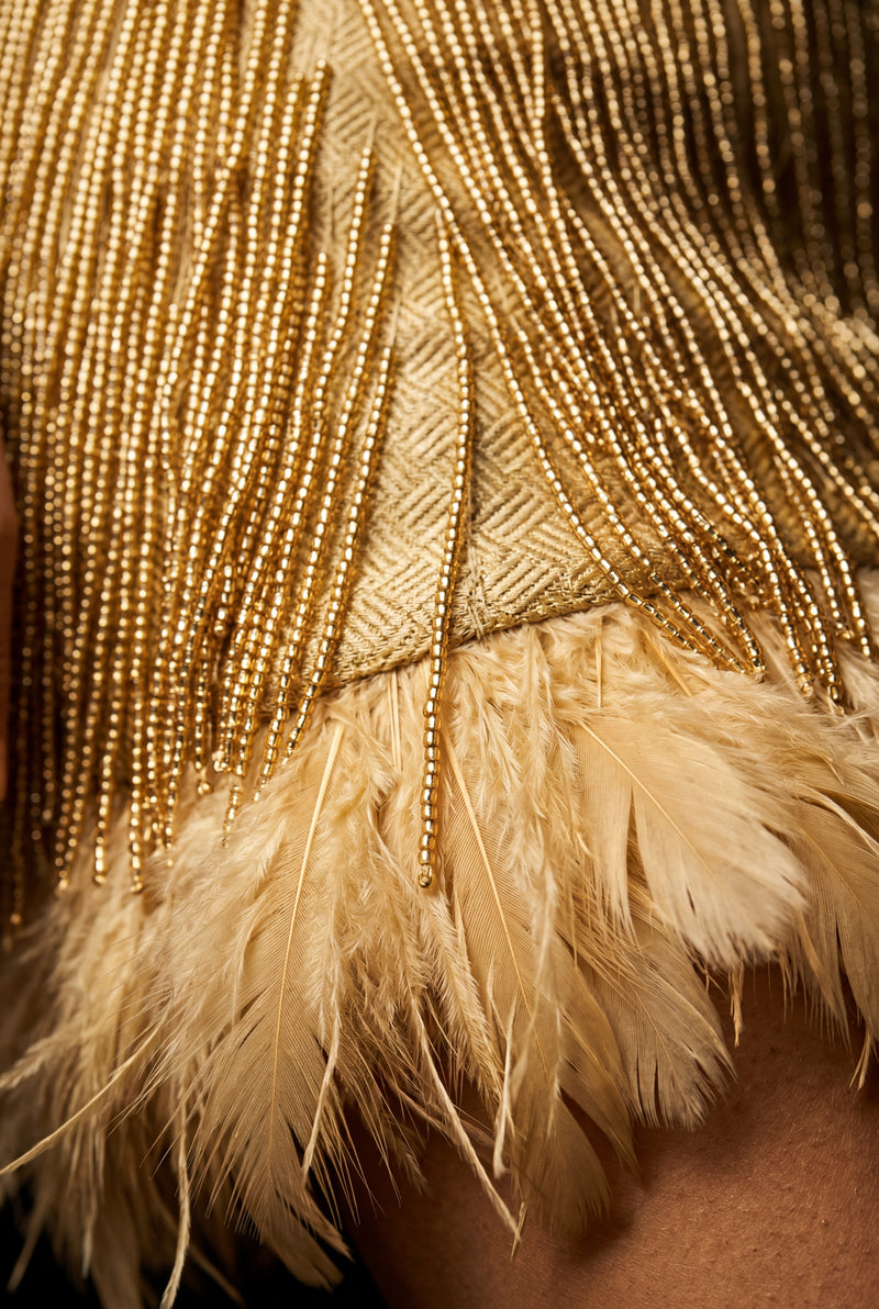 Gold Fringe Feather-trim Mini Cocktail Dress - Mini dress - Photo 4