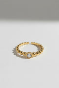 Gold Gold Beaded Adjustable Statement Ring with Solitaire Crystal - Statement rings - Photo 6