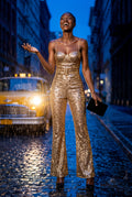 Gold Gold Belted Flared Jumpsuit - Trouser suits - Photo 4