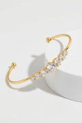 Gold Gold Open Bangle Bracelet with Graduated Diamond-style Stones - Bangles - Photo 1