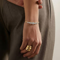 Gold Gold Open Bangle Bracelet with Graduated Diamond-style Stones - Bangles - Photo 2
