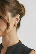 Gold Gold Sculptural Teardrop Short Dangle Earrings - Photo 2