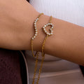 Gold Gold-tone Crystal Heart Chain Bracelet with Adjustable Extender - Photo 4