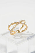 Gold Gold-tone Crystal Pavé Criss-cross Fashion Ring - Fashion rings - Photo 1