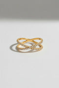 Gold Gold-tone Crystal Pavé Criss-cross Fashion Ring - Fashion rings - Photo 6