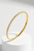 Gold Gold-tone Pavé Crystal Slim Bangle Bracelet - Bangles - Photo 1