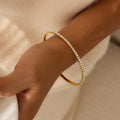 Gold Gold-tone Pavé Crystal Slim Bangle Bracelet - Bangles - Photo 6