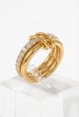 Gold Gold-tone Stacked Pavé Decorative Ring Set - Photo 1