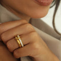 Gold Gold-tone Stacked Pavé Decorative Ring Set - Photo 3
