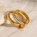 Gold Gold-tone Stacked Pavé Decorative Ring Set - Photo 7