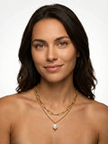 Gold Layered Gold Chain Necklace with Pearl Pendant - Photo 7