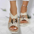 Metal Ring Accent Espadrille Wedge Sandals - Photo 2