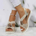 Metal Ring Accent Espadrille Wedge Sandals - Photo 9