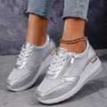 Metallic Wedge Platform Sneakers with Side Zip - Casual sneakers - Photo 5
