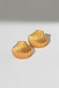 Gold Oversized Scallop Shell Gold-tone Stud Earrings - Photo 7