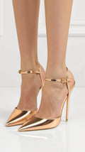 Pointed Toe Ankle Strap Stiletto Heels - Ankle strap heels - Photo 6