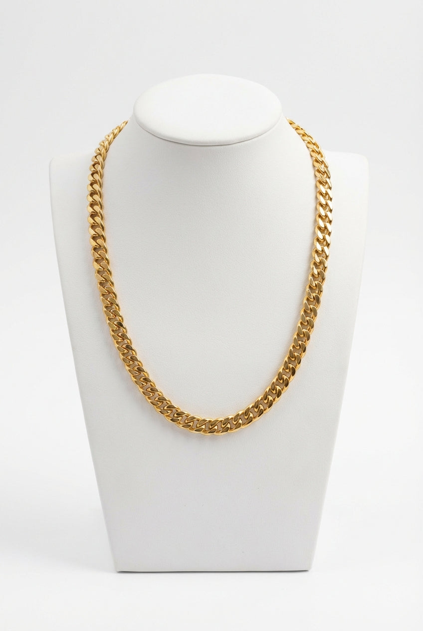 Gold Polished Gold Curb Chain Clavicle Necklace - Chain necklace - Photo 1