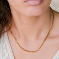 Gold Polished Gold Curb Chain Clavicle Necklace - Chain necklace - Photo 3