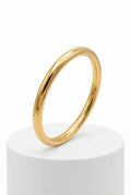 Gold Polished Gold-tone Classic Minimalist Bangle Bracelet - Bangles - Photo 1