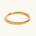 Gold Polished Gold-tone Classic Minimalist Bangle Bracelet - Bangles - Photo 6