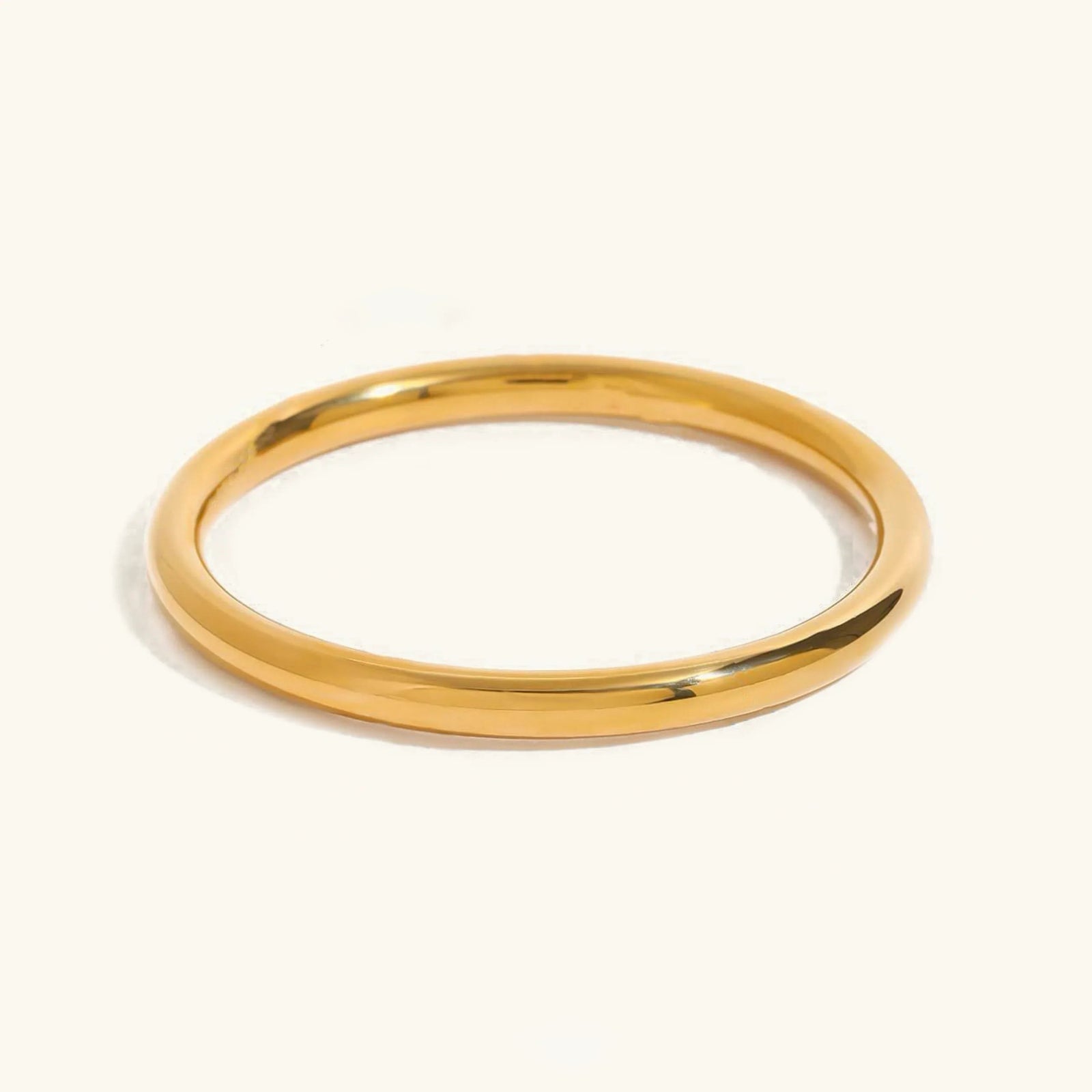 Gold Polished Gold-tone Classic Minimalist Bangle Bracelet - Bangles - Photo 6