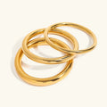 Gold Polished Gold-tone Classic Minimalist Bangle Bracelet - Bangles - Photo 8