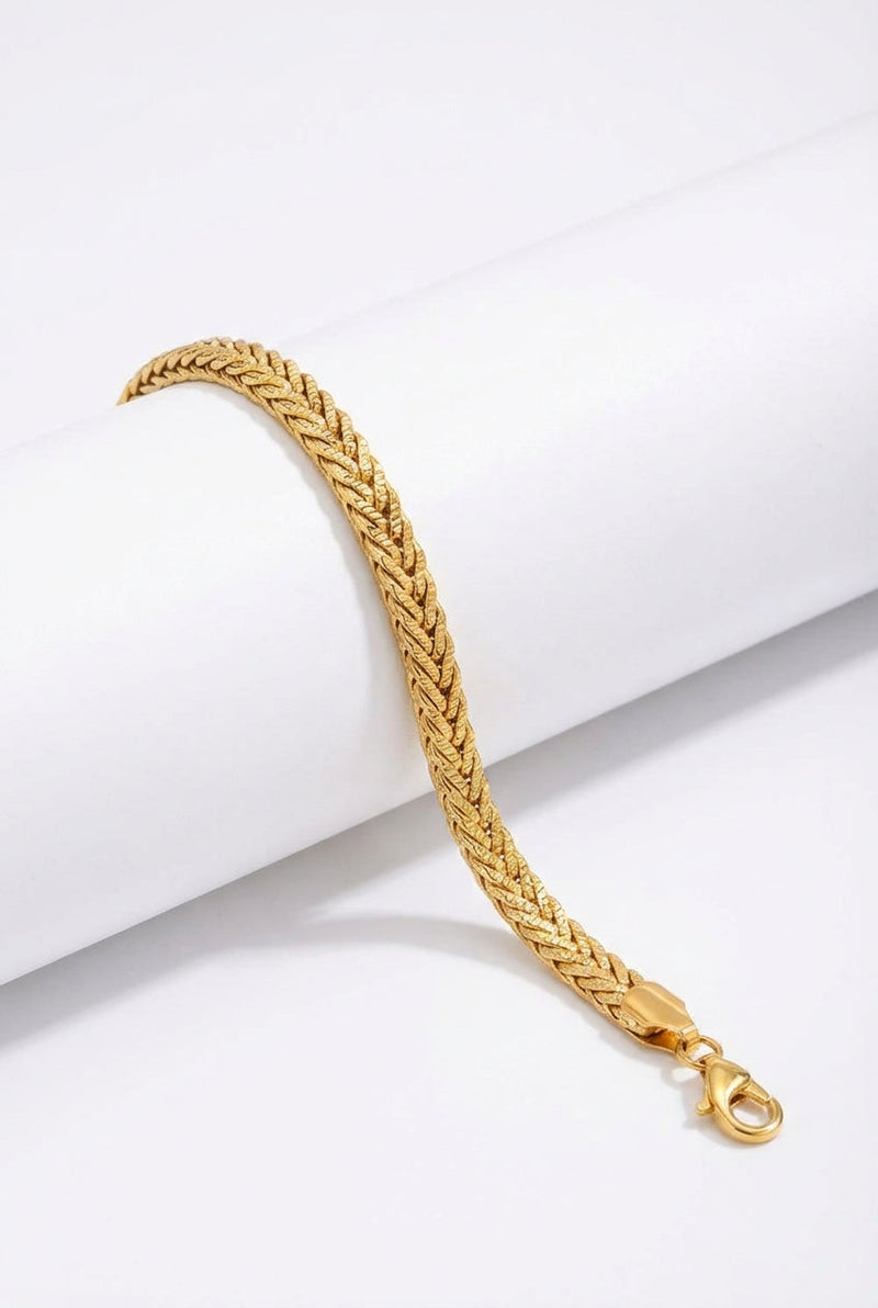 Gold Polished Gold-tone Herringbone Chain Bracelet - Chain bracelets - Photo 1