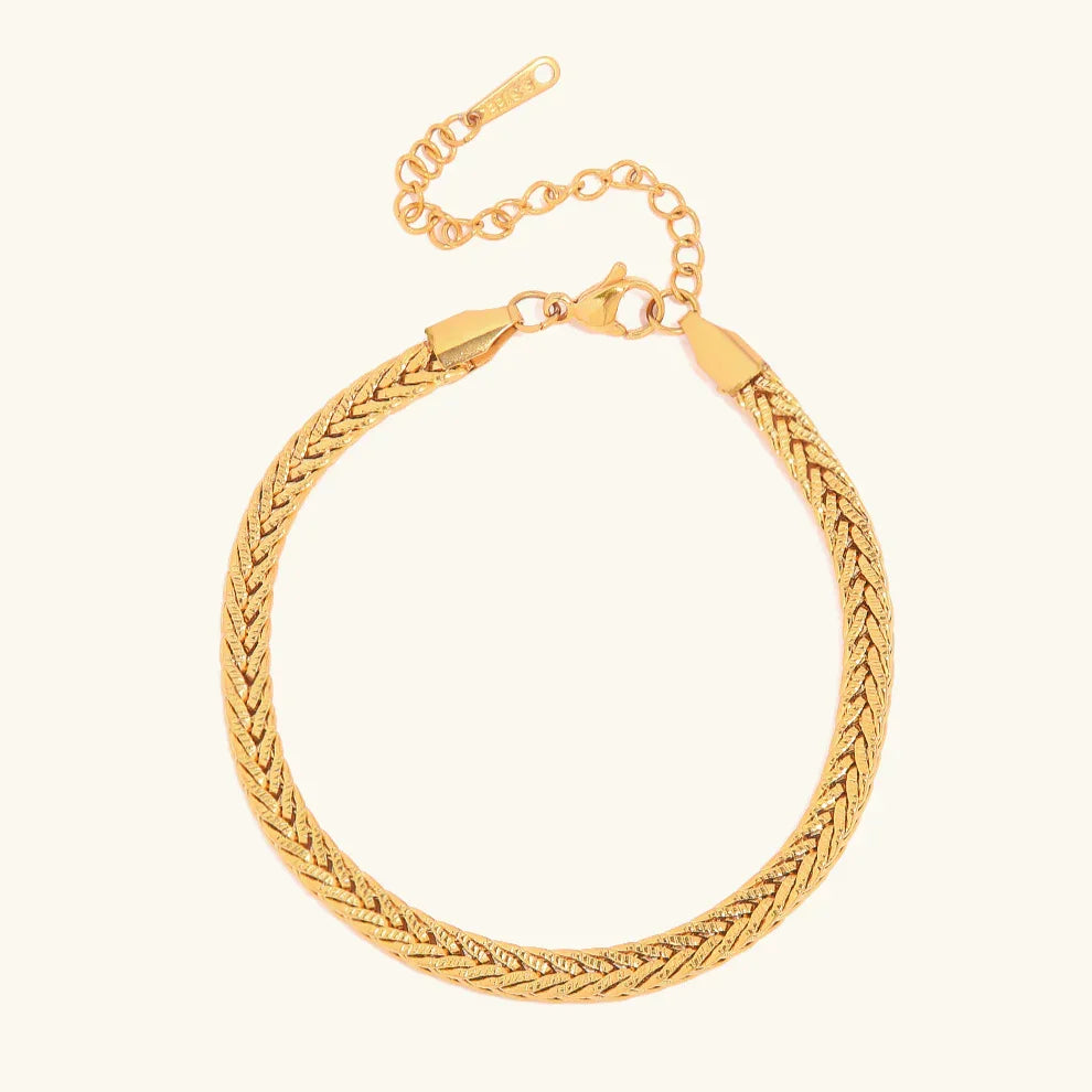 Gold Polished Gold-tone Herringbone Chain Bracelet - Chain bracelets - Photo 9