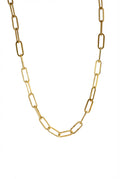 Gold Polished Gold-tone Paperclip Chain Necklace Adjustable Length - Necklaces - Photo 1