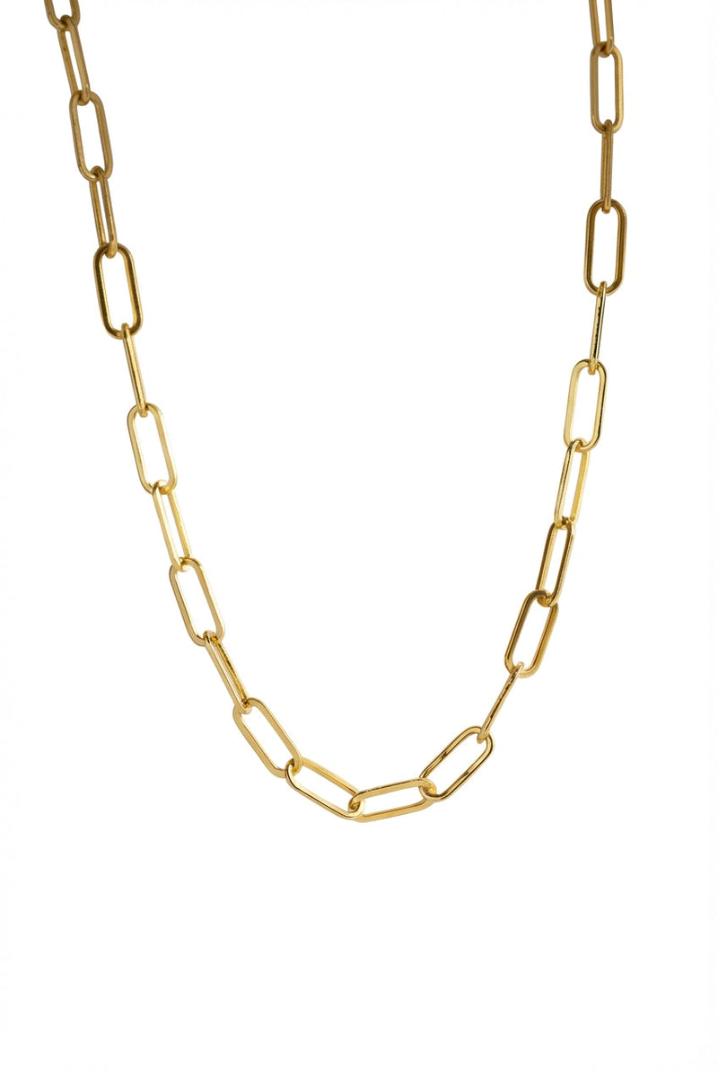 Gold Polished Gold-tone Paperclip Chain Necklace Adjustable Length - Necklaces - Photo 1