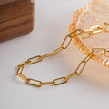 Gold Polished Gold-tone Paperclip Chain Necklace Adjustable Length - Necklaces - Photo 4
