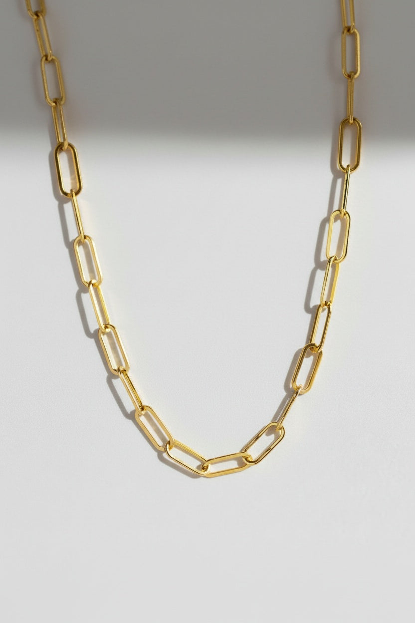 Gold Polished Gold-tone Paperclip Chain Necklace Adjustable Length - Necklaces - Photo 7