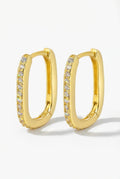Gold Rectangular Pavé Gold-tone Small Hoop Earrings - Photo 1