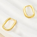 Gold Rectangular Pavé Gold-tone Small Hoop Earrings - Photo 6