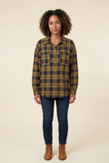 Gold Relaxed Fit Checked Long Sleeve Shirt with Classic Collar - Checked shirts - Photo 15